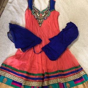 Long Anarkali dress with Dupatta and pent.